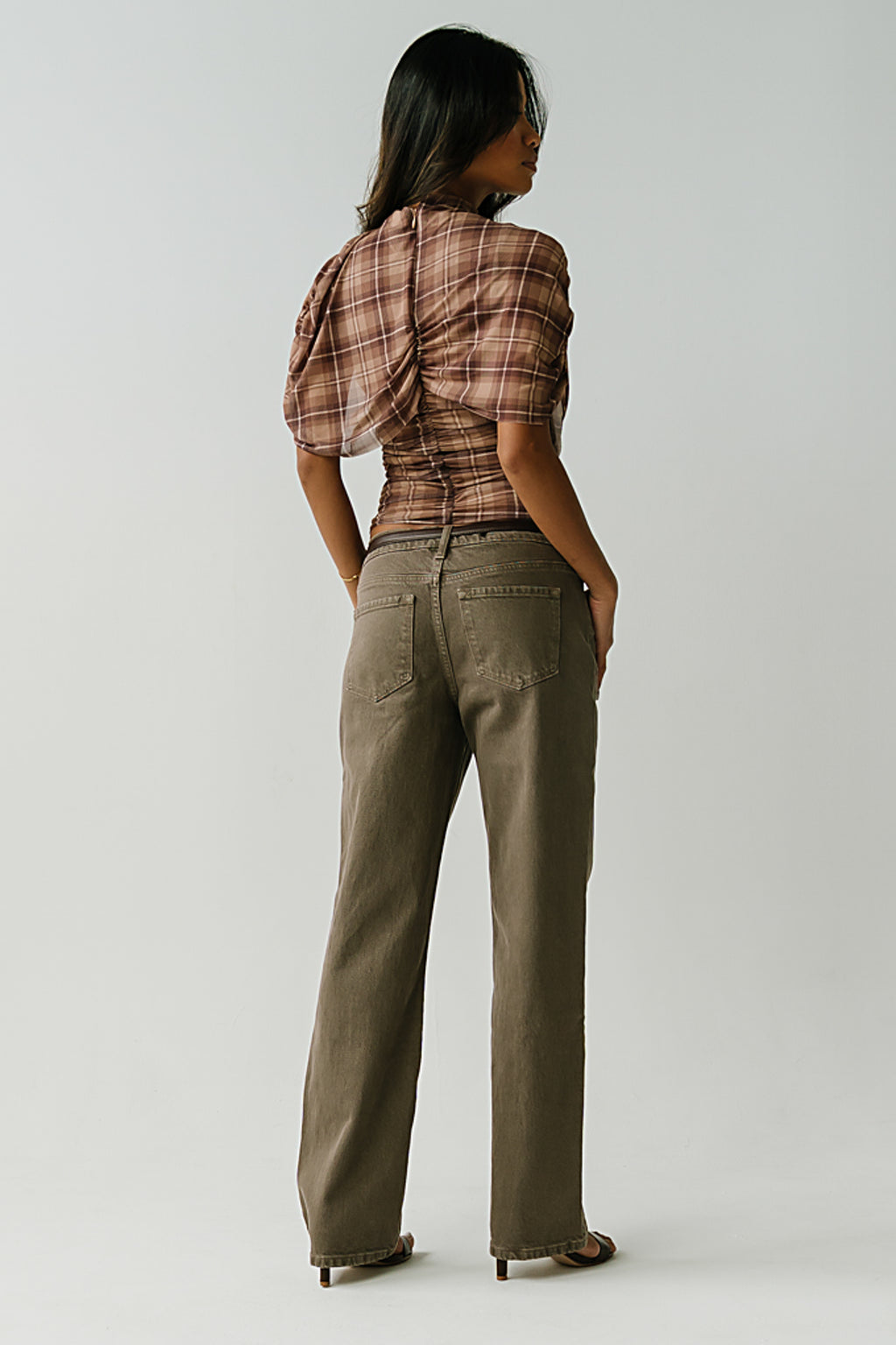 Emory Plaid Ruched Top