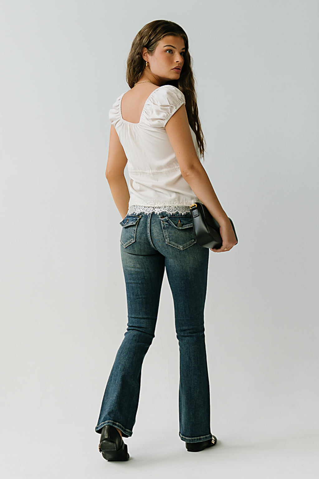 Lana Lace Trim Satin Top in Bone