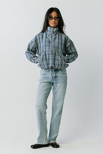 Regina Denim Jacket in Plaid Denim