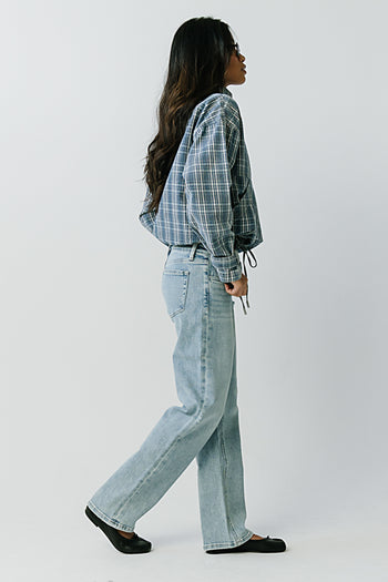 Regina Denim Jacket in Plaid Denim