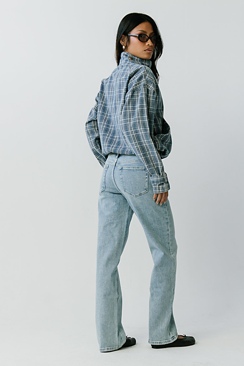 Regina Denim Jacket in Plaid Denim