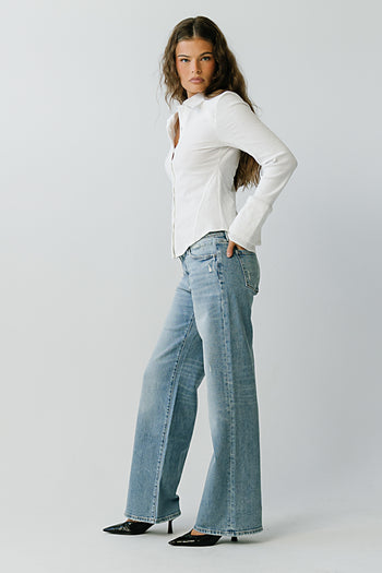 Brecklyn Mid Rise Straight Leg Jeans