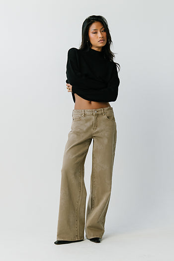 Brenda Mid Rise Floral Wide Leg Jeans