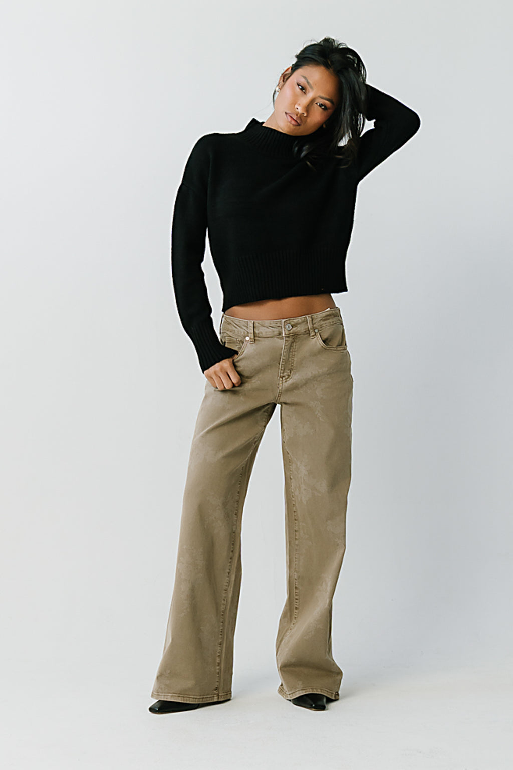 Brenda Mid Rise Floral Wide Leg Jeans