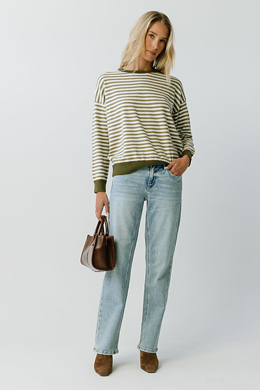 Mckenna Striped Sweater in Sage