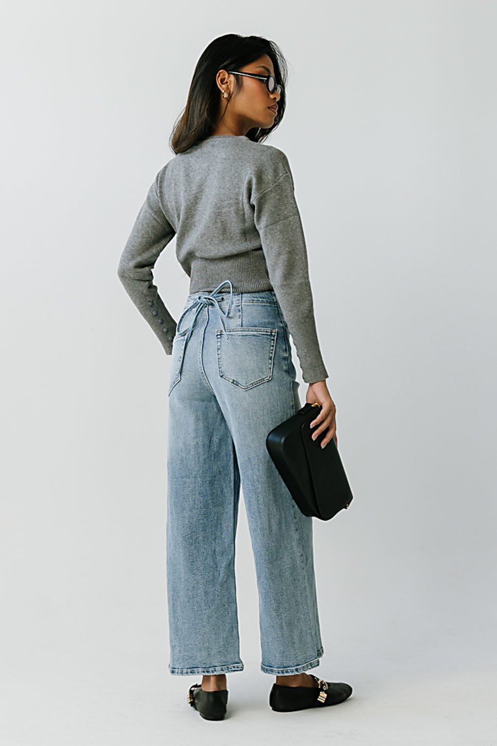 Julia Ribbed Cardigan in Heather Grey