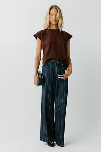 Daniella High Rise Striped Wide Leg Jeans