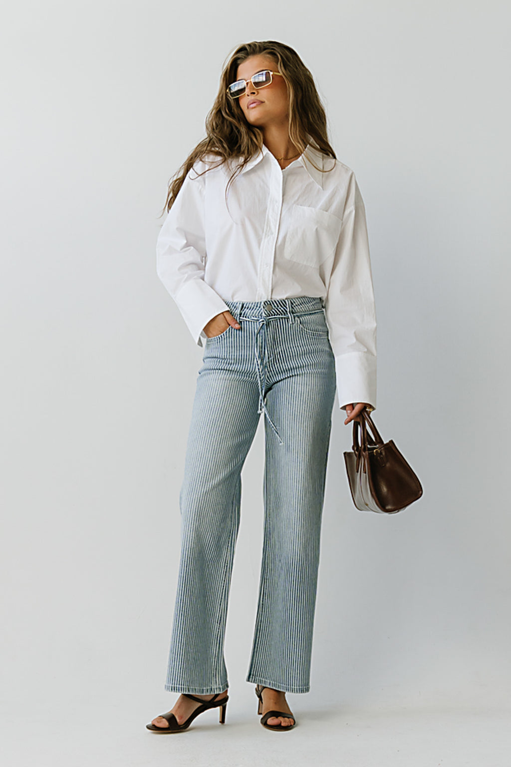 Abigail Striped Wide Leg Jeans