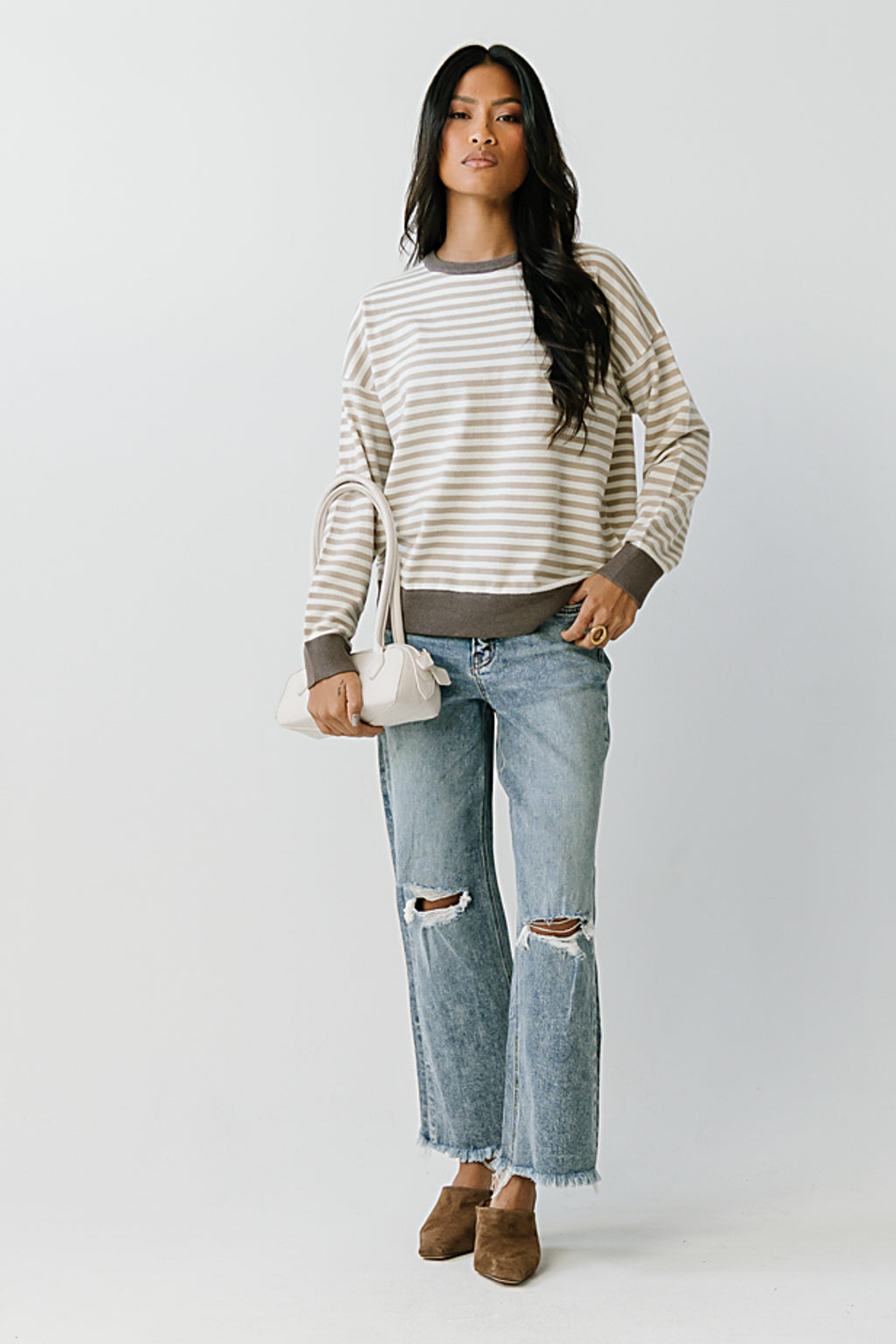 Mckenna Striped Sweater in Tan
