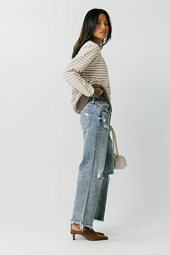 Mckenna Striped Sweater in Tan