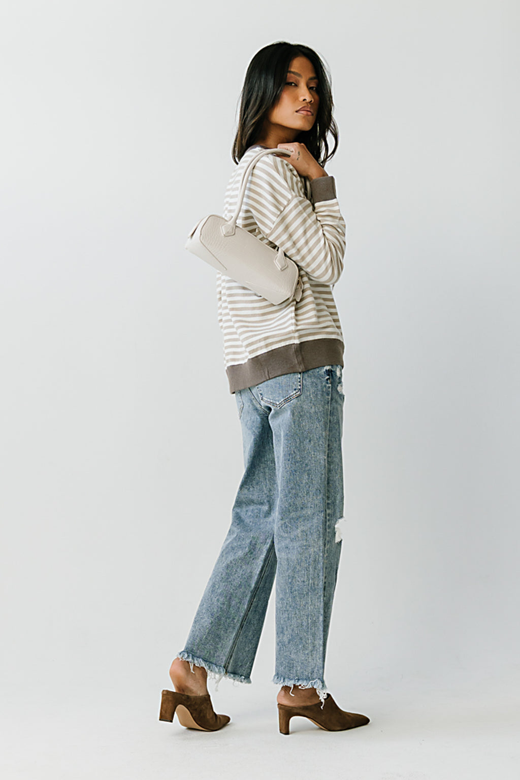 Mckenna Striped Sweater in Tan
