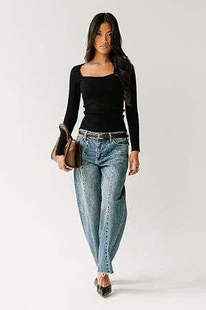 Ruthie Ribbed Sweater in Black