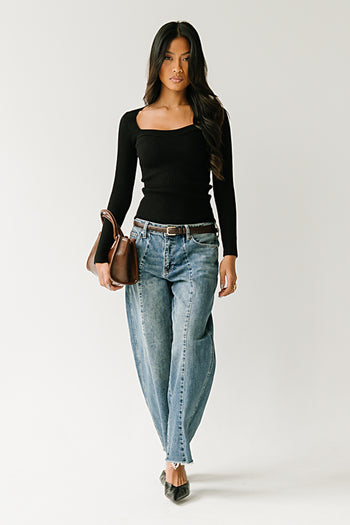 Ruthie Ribbed Sweater in Black