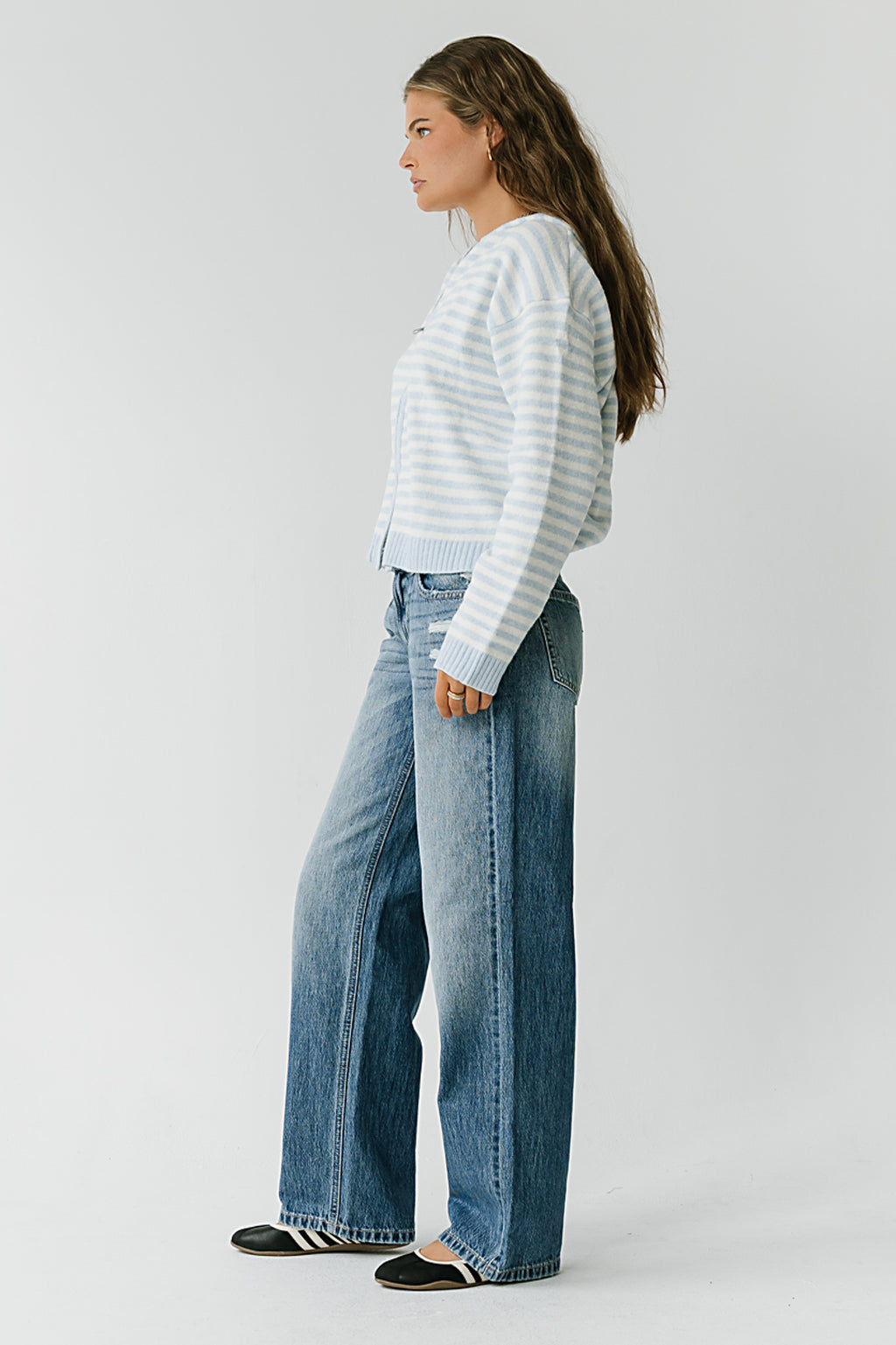 Davis Knit Jacket in Light Blue