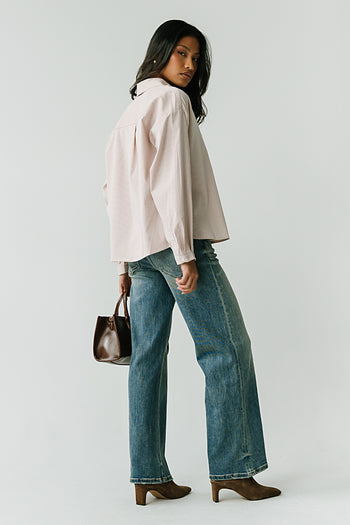 Ruth Striped Button Up in Pink