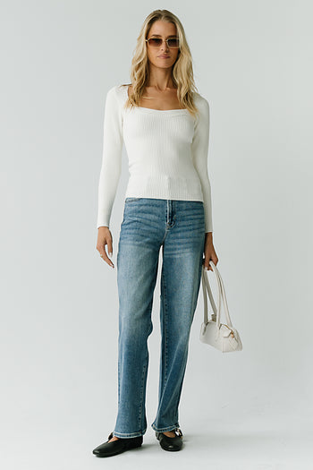 Ruthie Ribbed Sweater in Cream