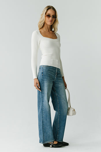 Ruthie Ribbed Sweater in Cream