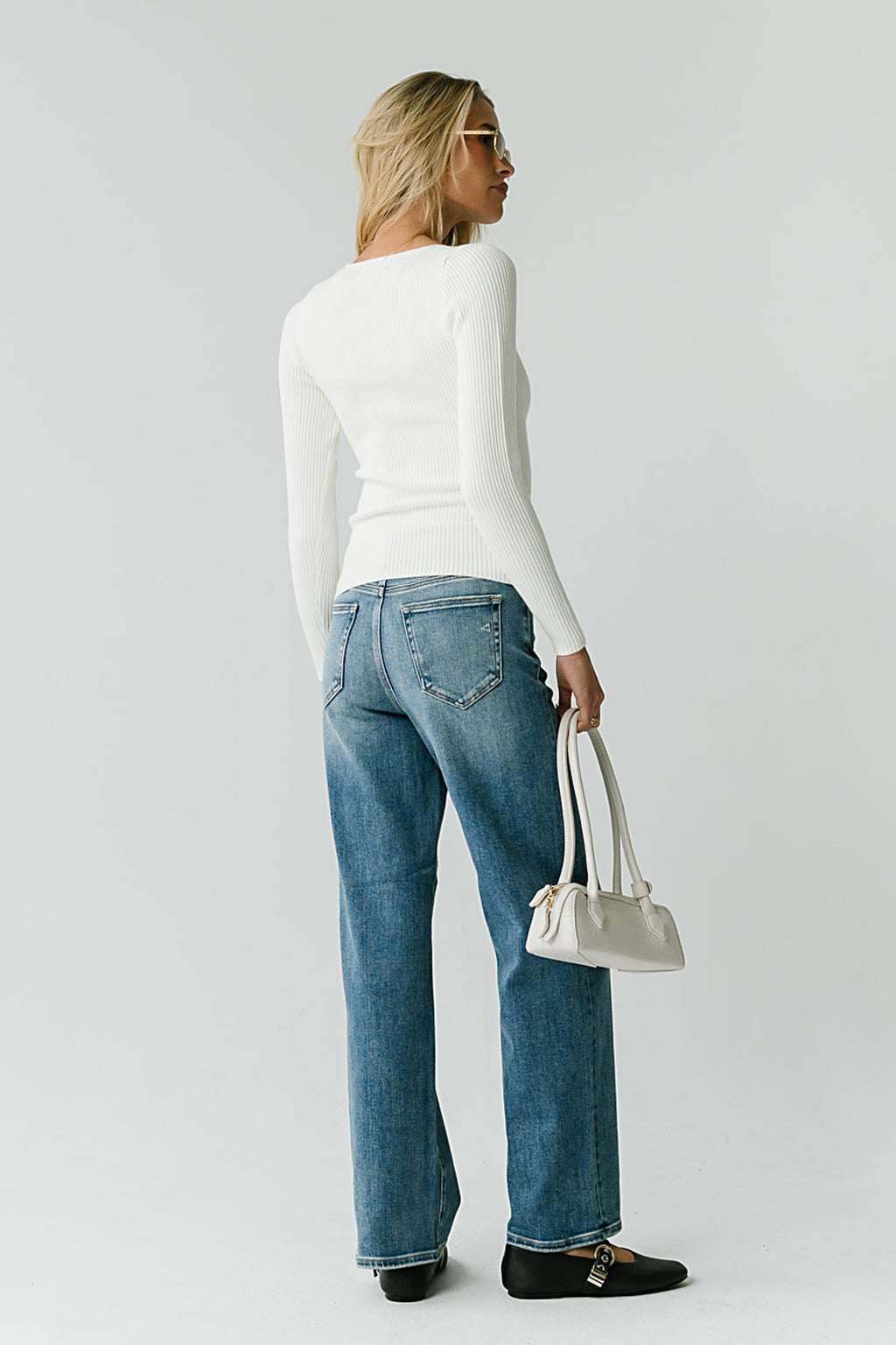 Ruthie Ribbed Sweater in Cream