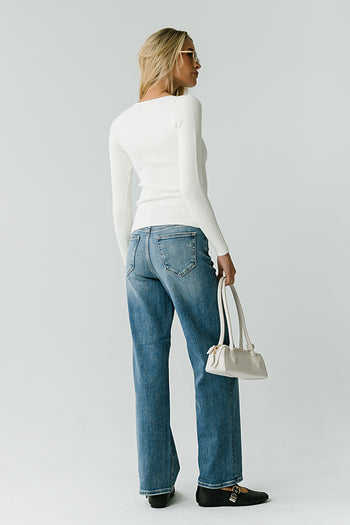 Ruthie Ribbed Sweater in Cream