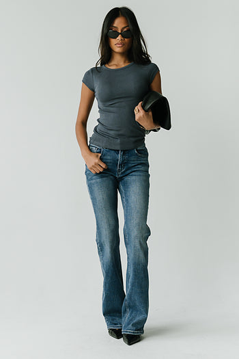 Tiffany Ribbed Tee in Blue