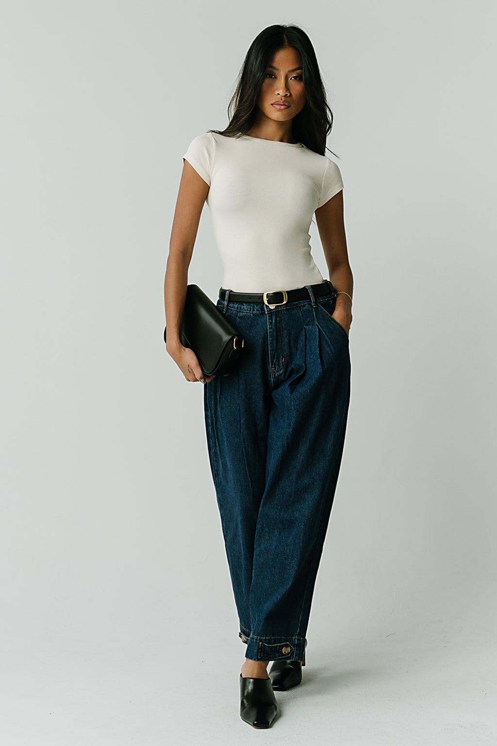 Tiffany Ribbed Tee in Bone