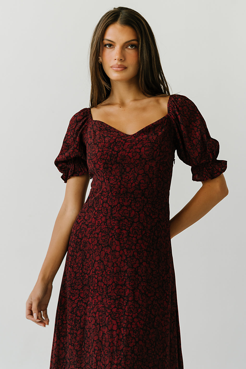 Maria Floral Maxi Dress in Red
