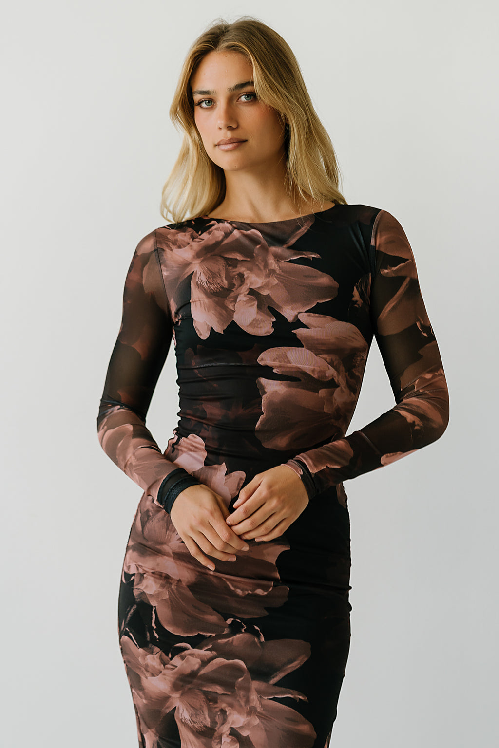 Mila Floral Maxi Dress in Black