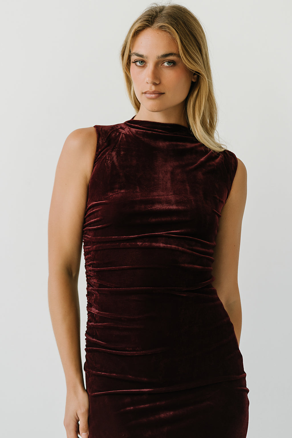 Regina Velvet Maxi Dress in Plum