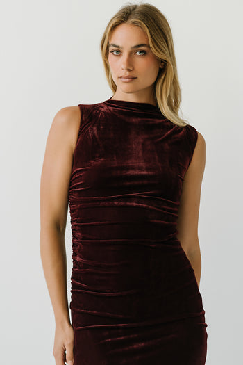 Regina Velvet Maxi Dress in Plum