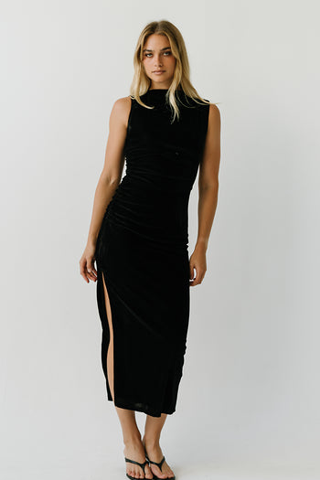 Regina Velvet Maxi Dress in Black