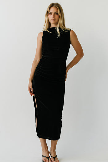 Regina Velvet Maxi Dress in Black