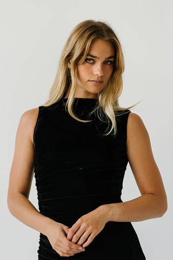 Regina Velvet Maxi Dress in Black