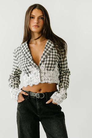 Winnie Gingham Cropped Blazer