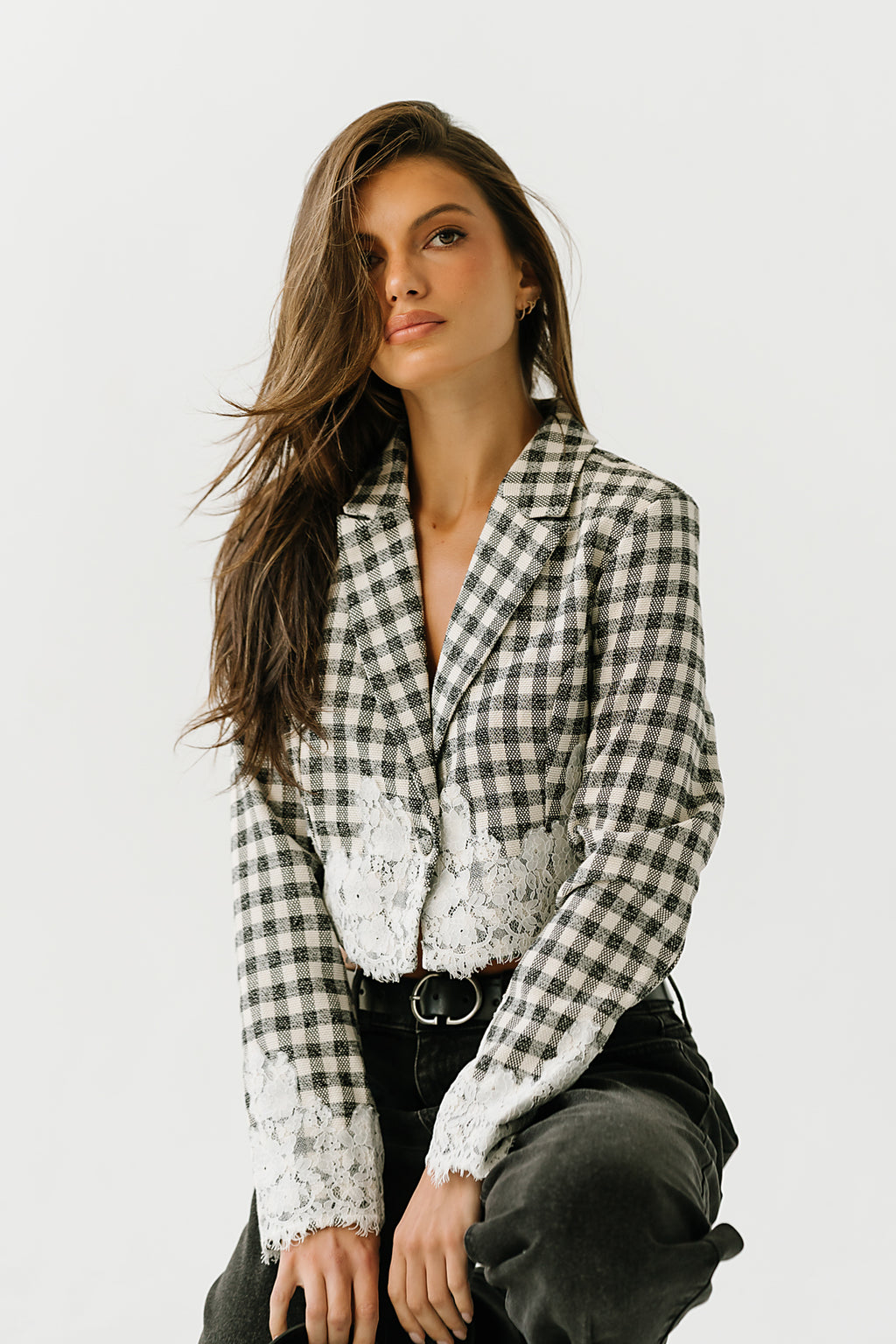 Winnie Gingham Cropped Blazer