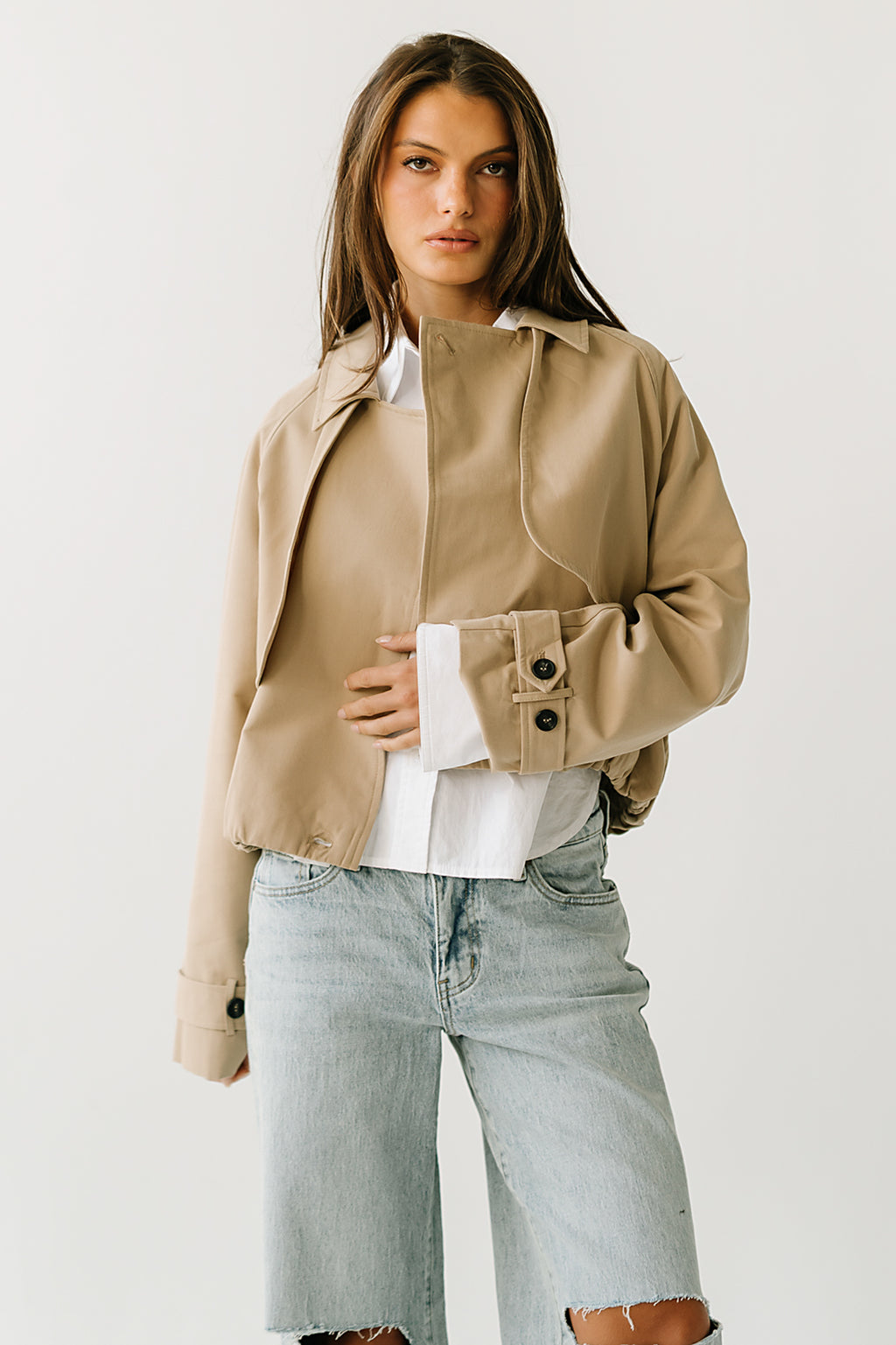 Elena Cropped Bubble Trench Jacket