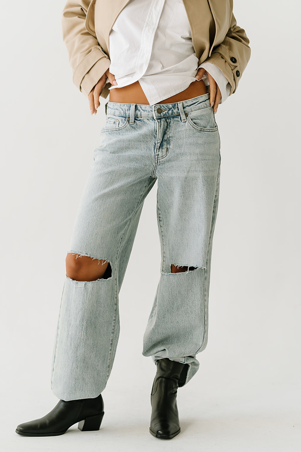 Martha Mid Rise Distressed Wide Leg Jeans