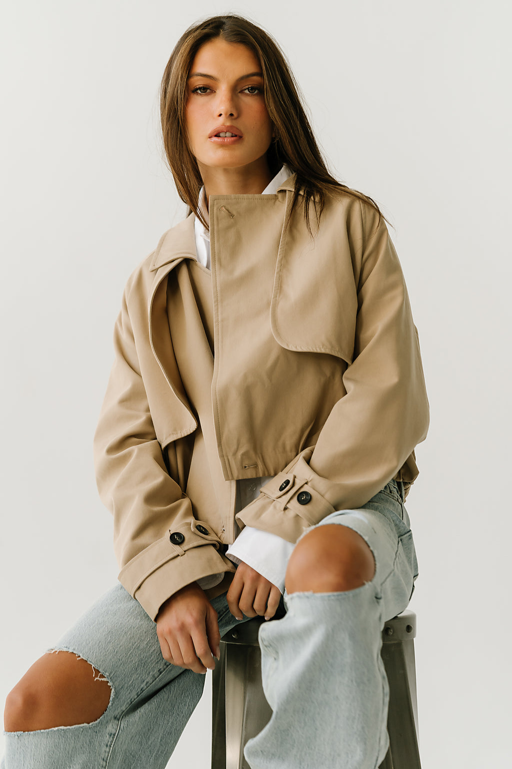 Elena Cropped Bubble Trench Jacket