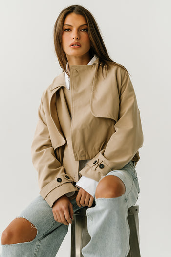 Elena Cropped Bubble Trench Jacket