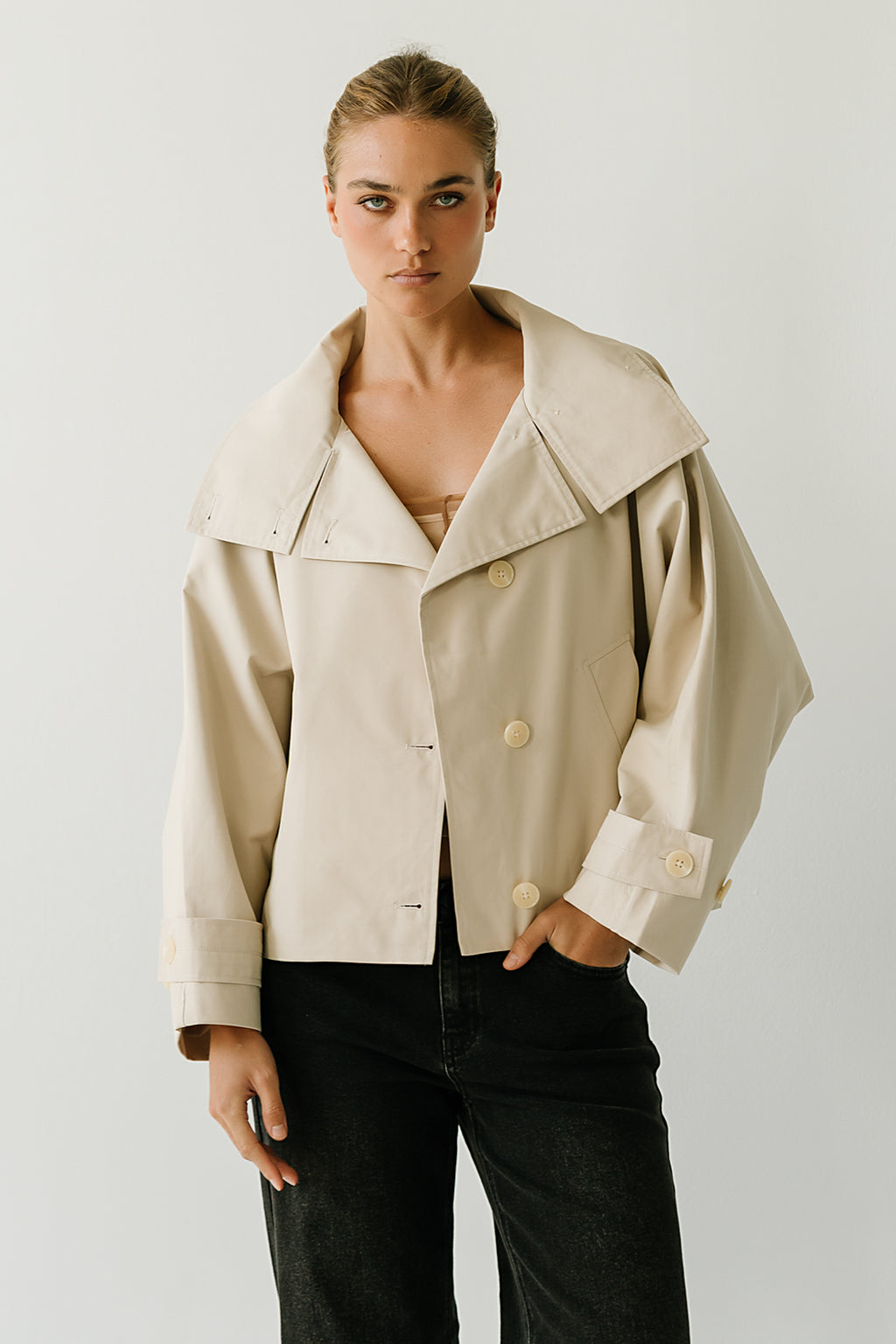 Marlowe Trench Jacket in Tan