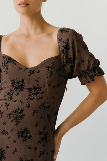 Maria Floral Maxi Dress in Taupe