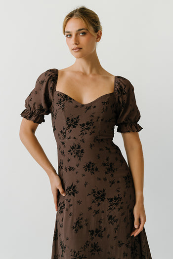 Maria Floral Maxi Dress in Taupe