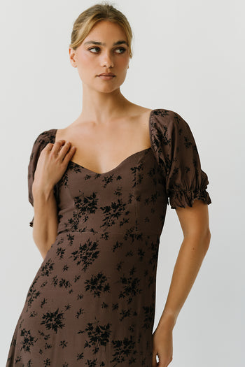 Maria Floral Maxi Dress in Taupe