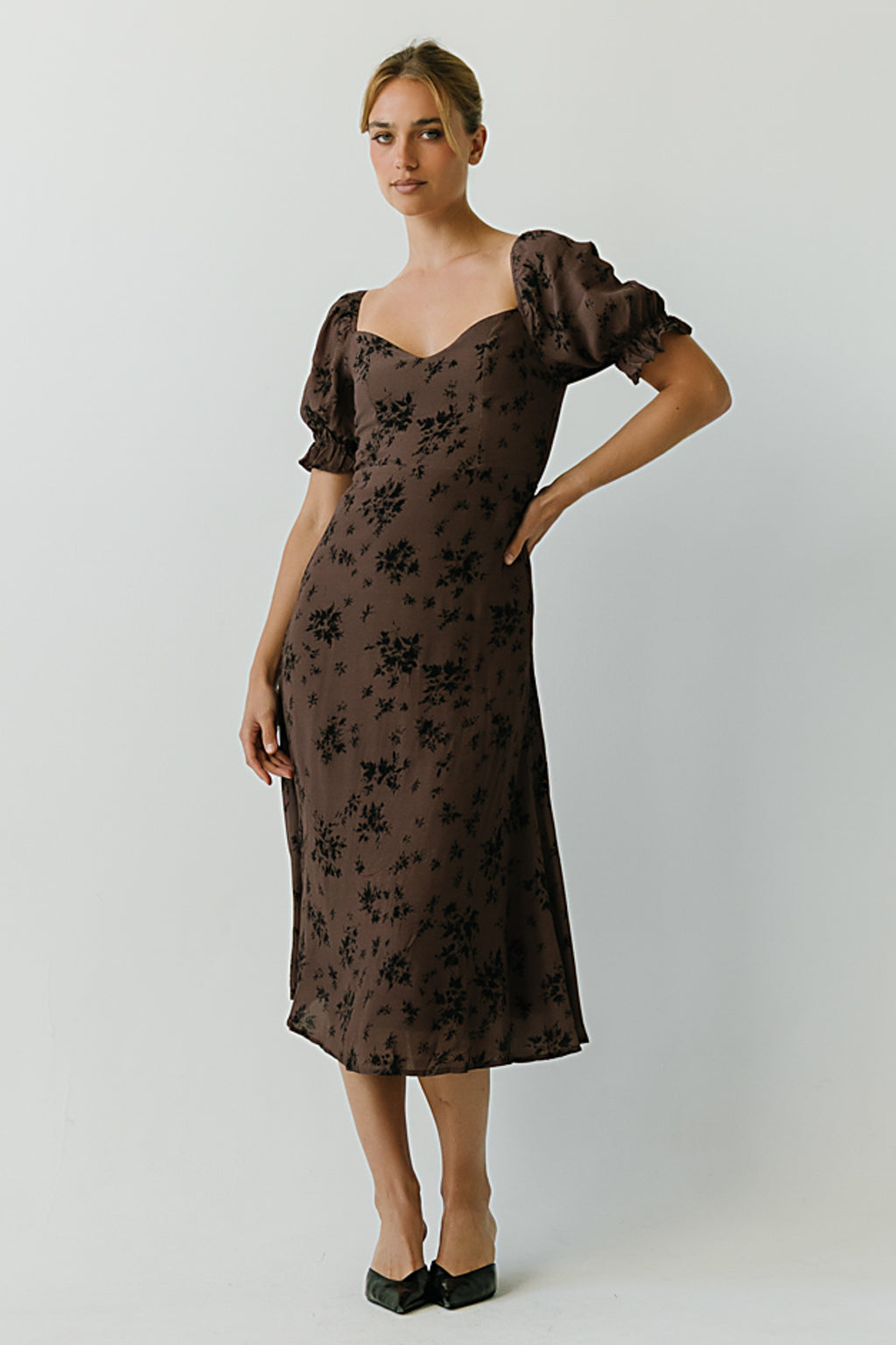 Maria Floral Maxi Dress in Taupe