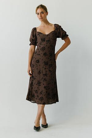 Maria Floral Maxi Dress in Taupe
