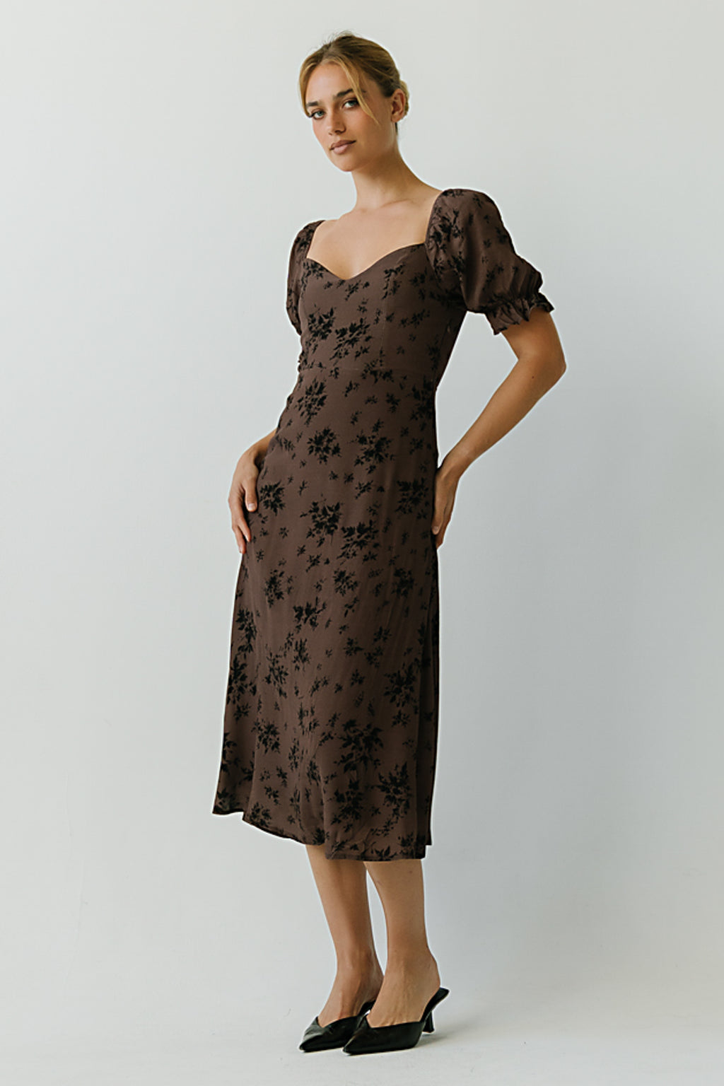 Maria Floral Maxi Dress in Taupe