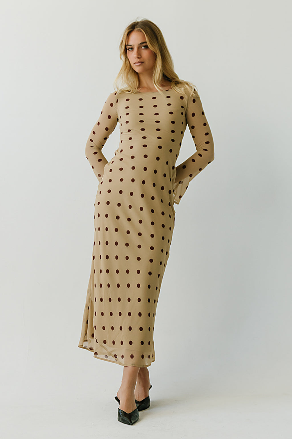 Jacee Polka Dot Maxi Dress