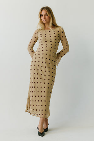 Jacee Polka Dot Maxi Dress