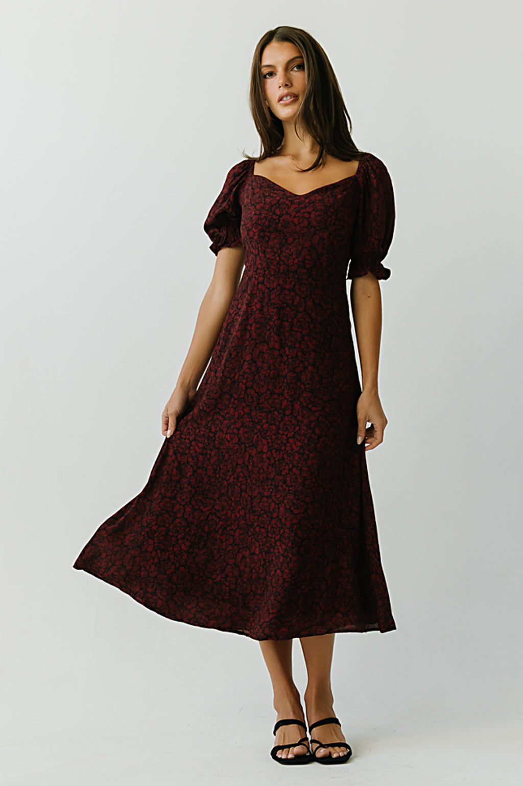 Maria Floral Maxi Dress in Red
