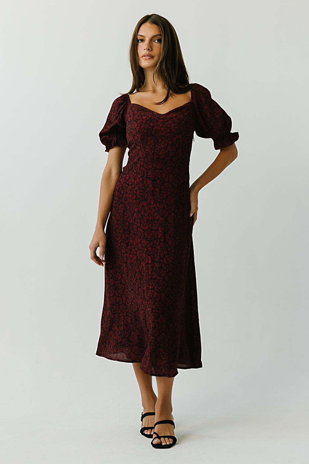 Maria Floral Maxi Dress in Red