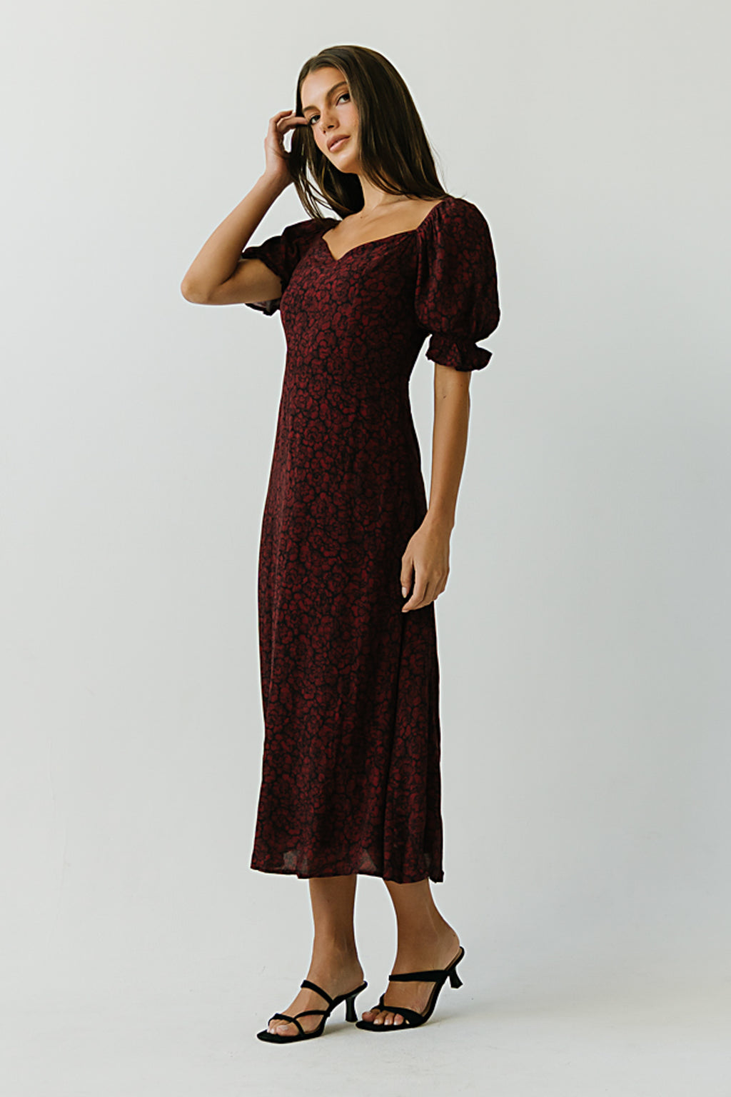 Maria Floral Maxi Dress in Red